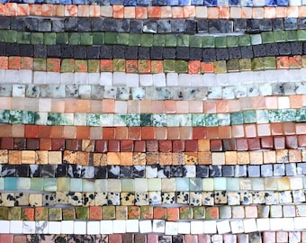 Natural Stone Smooth Square Cube Dice Beads Gemstone Square Shape Loose Beads 15“ 4/6/8mm DIY Charm Beads For Jewelry Making Accessories