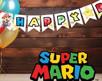 Printable "Super Mario" Happy Birthday Banner - Instant Download