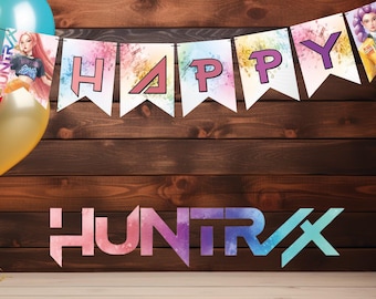 Printable "Huntrix - Kpop Demon Hunters" Happy Birthday Banner - Instant Download