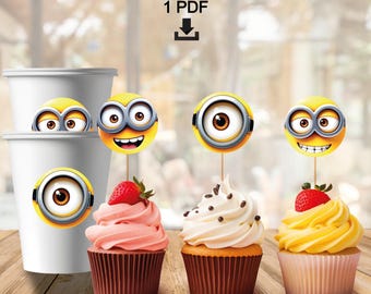 Minions Cupcake Toppers - Minions Stickers - Instant Download