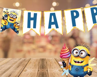 Printable "Minions" Happy Birthday Banner - Instant Download