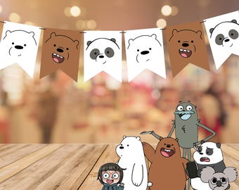 Printable "We Bare Bears" Banner - Instant Download