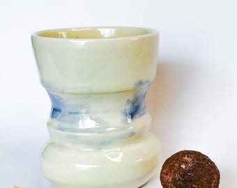 Handmade Ceramic Cup – Transparent & Soft Blue Glaze | Unique Pottery Tumbler