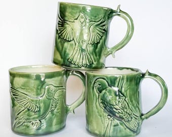Handmade Stoneware Mug, Light Green Glaze, Dishwasher & Microwave Safe