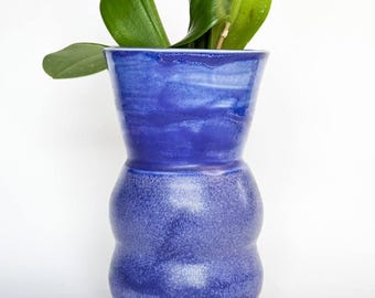 Handmade Ceramic Vase – Cobalt Blue Semi-Matte Glaze | Wheel-Thrown Pottery