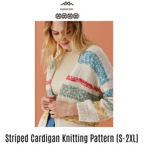 Striped Cardigan Knitting Pattern (S-2XL)