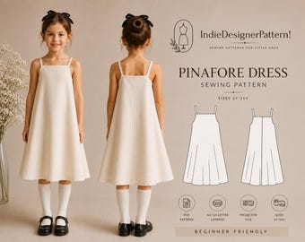 Girls Pinafore Dress Sewing Pattern PDF, Linen A Line Dress Pattern, Kids Summer Dress Pattern, Minimalist Dress Sizes 2Y-16Y