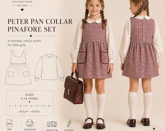 Girls Peter Pan Collar Dress Sewing and Peter collar Shirt Patterns Set PDF, A Line Kids Dress Pattern, Classic Toddler Dress