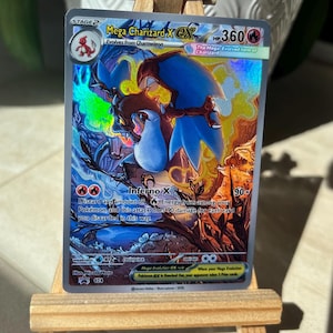 Custom Pokémon Card – Mega Charizard X Rainbow Holo – Fan Art by Italian Artist – Collectible Custom Card