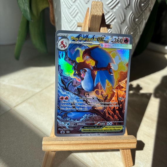 Custom Pokmon Card  Mega Charizard X Rainbow Holo  Fan Art by Italian  Artist  Collectible Custom Card - Etsy