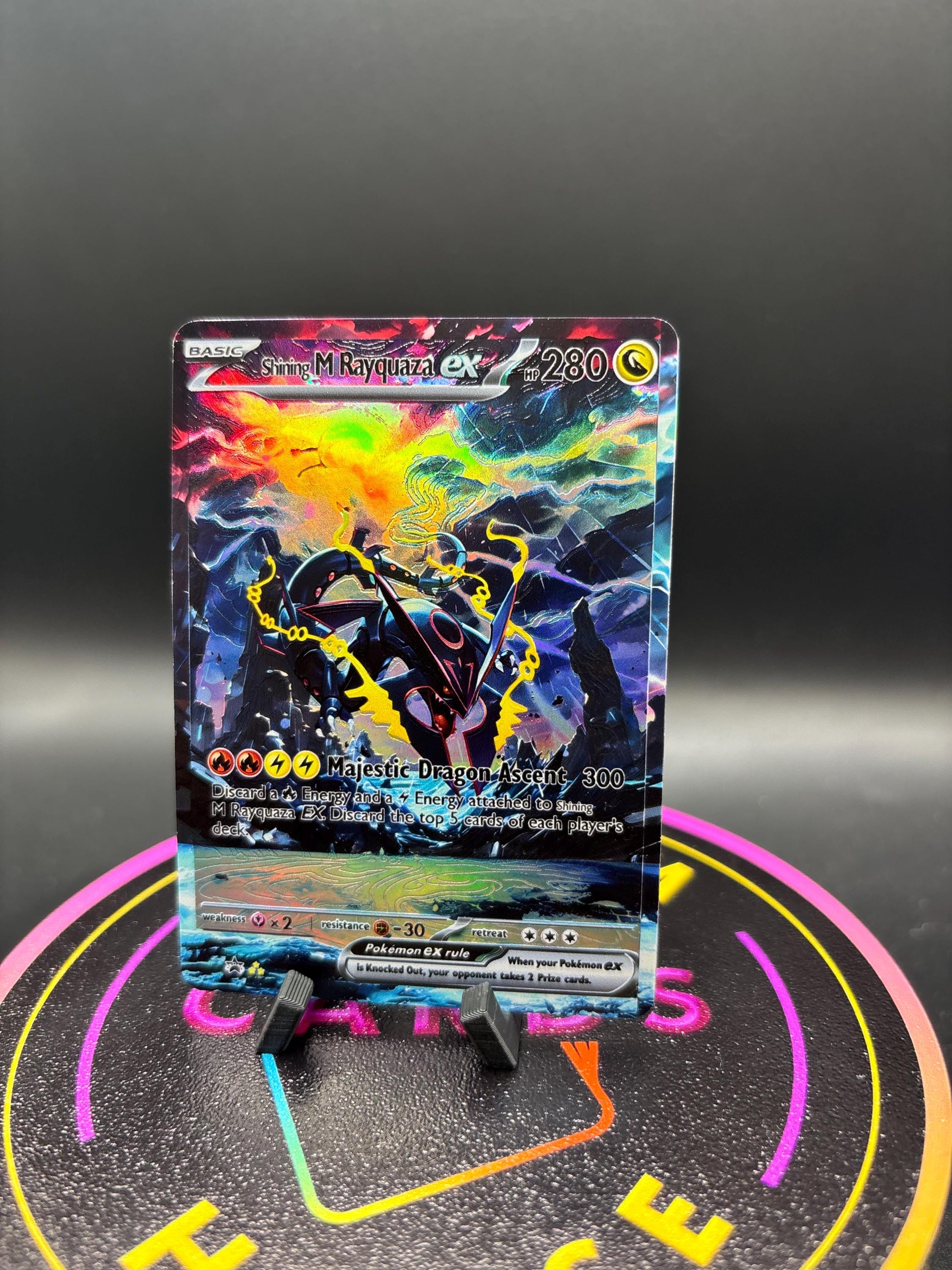 rayquaza mega pokemon card M EX (shiny) - Ancient Origins - 98/98 / Ultra Rare - Perfect Gift for Poke Fans - NOT Real Just for Show - Proxy NOT Replica [Fairy]2 Mega Rayquaza Shiny Rainbow Holographic
