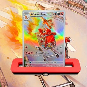 Carta Pokémon Charmeleon personalizada, fan art, holográfica arcoíris – Solo versión italiana – Coleccionable no oficial hecho a mano – Nicola Moro