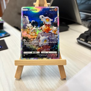 Carte Pokémon personnalisée holographique arc-en-ciel Cubone AR – Proxy arc-en-ciel + pochette et chargeur supérieur