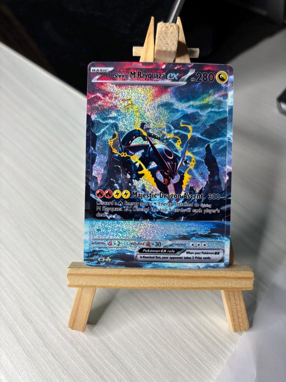 Mega Rayquaza Shiny Glitter Custom Pokmon Card  Rainbow Holographic Proxy  + Sleeve & Toploader - Etsy Australia