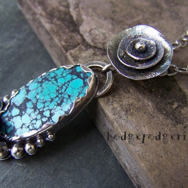 DESERT BLOSSOMS - Sterling Silver and Turquoise Pendant