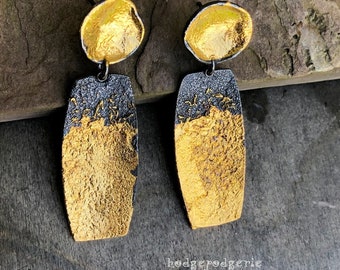 MODERN RELICS - Sterling silver and 24 Karat Gold Reticulated Earrings