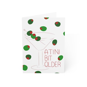 Grußkarten Geburtstag Dirty Martini Design, 1 10 30 50 Stück, Illustrative Aged Martini Lover Humor, Kartenset, Bday Card Pack, Notecard