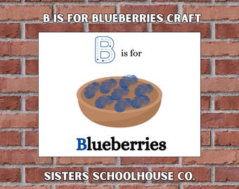 B is for Blueberries Fingerprint Craft: DIY Keepsake (PDF Download)