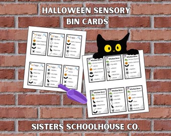 Halloween Sensory Bin Cards: I spy and Witches Brew Activity Cards (PDF Download)