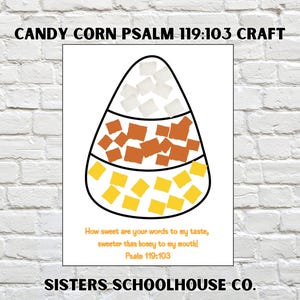 Christian Candy Corn - Religious Craft Activity - Bible Lesson, Sunday School Activity, Bible Craft, Psalm 119:103 CRAFT, Fall craft