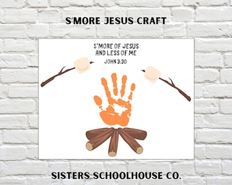 Manualidad de huellas de manos de Jesús con S'mores - Actividad para la escuela dominical (PDF)