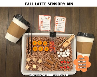 Fall Latte Recipes Sensory Bin: Montessori Play, Action Cards
