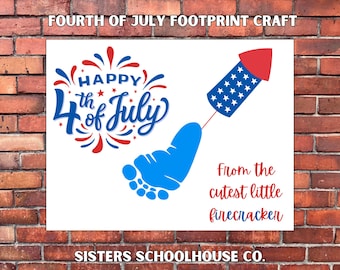 4th of July Firecracker Footprint Craft: DIY Keepsake (PDF Download)