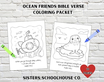 Ocean Friends Bible Verse Coloring Pages: Sunday School Activity (PDF Download