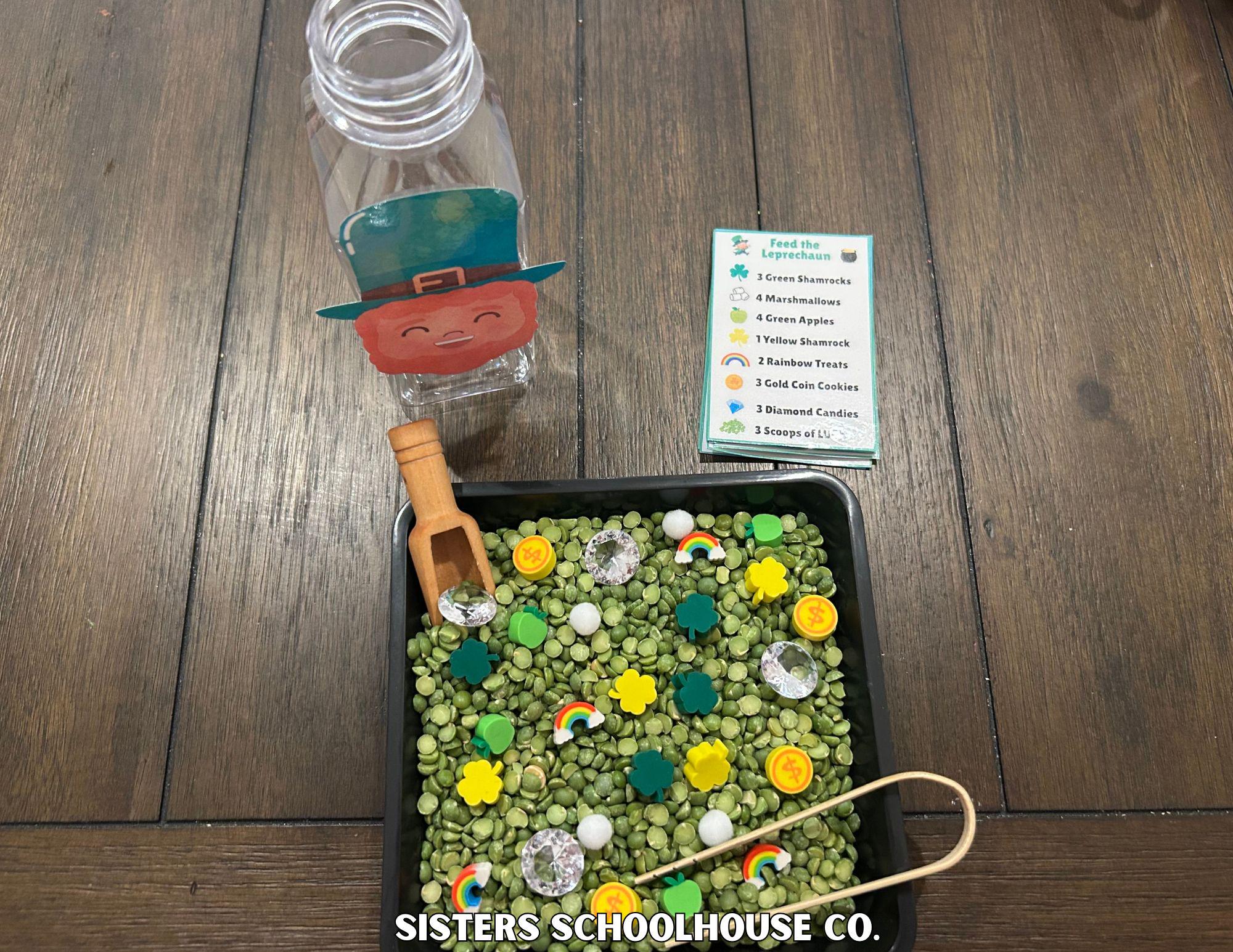 Feed the Leprechaun Sensory Bin Kit: Montessori Play, Action Cards ...