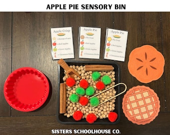 Apple Pie Sensory Bin Kit: Montessori Learning, Recipe Cards