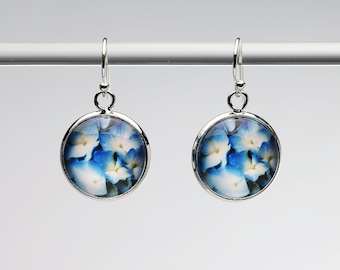 Blue Hydrangea - Earrings - Photography - Handmade - Unique Gift - Matching Bracelet or Necklace Available -  Wearable Art!