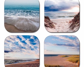 Beaches Coasters - Set of 4 - Photography - Unique Gift - Housewarming Gift - Ocean Art