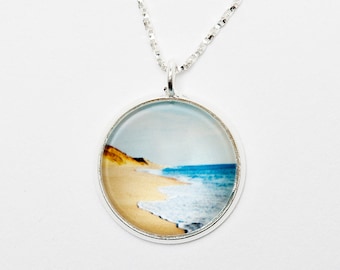 Golden Shore Necklace -  Photography - Handmade - Unique Gift -  Wearable Art!