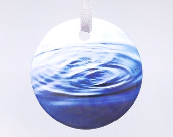 Ripple Effect - Ceramic Ornament - Photography - Handmade - Unique Gift - Holiday Ornament
