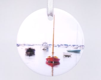 Harbor Scene - Ceramic Ornament - Photography - Handmade - Unique Gift - Holiday Ornament
