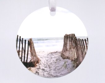 Beach Path Ceramic Ornament -  Photography - Handmade - Unique Gift  -  Holiday Ornament