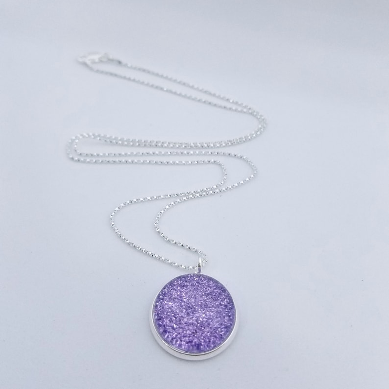 Shimmer Lilac Necklace Handmade Sparkle Unique Gift Wearable Art! Glitter