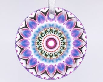 Succulent Mandala Ornament – Handmade Ceramic Holiday Decoration - Meditation