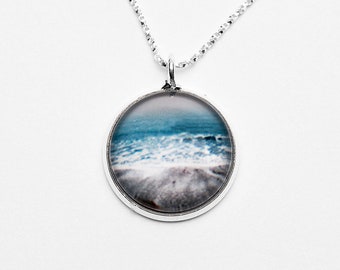 Aqua Seascape Necklace -  Photography - Handmade - Unique Gift -  Wearable Art!