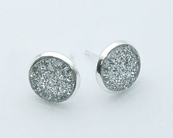 Shimmer Quartz Post Earrings - Handmade - Glitter - Unique Gift - Matching Necklace Available - Wearable Art!