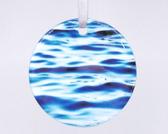 Tranquility Water Photography Ornament – Handmade Ceramic Holiday Decor - Beach Ornaments