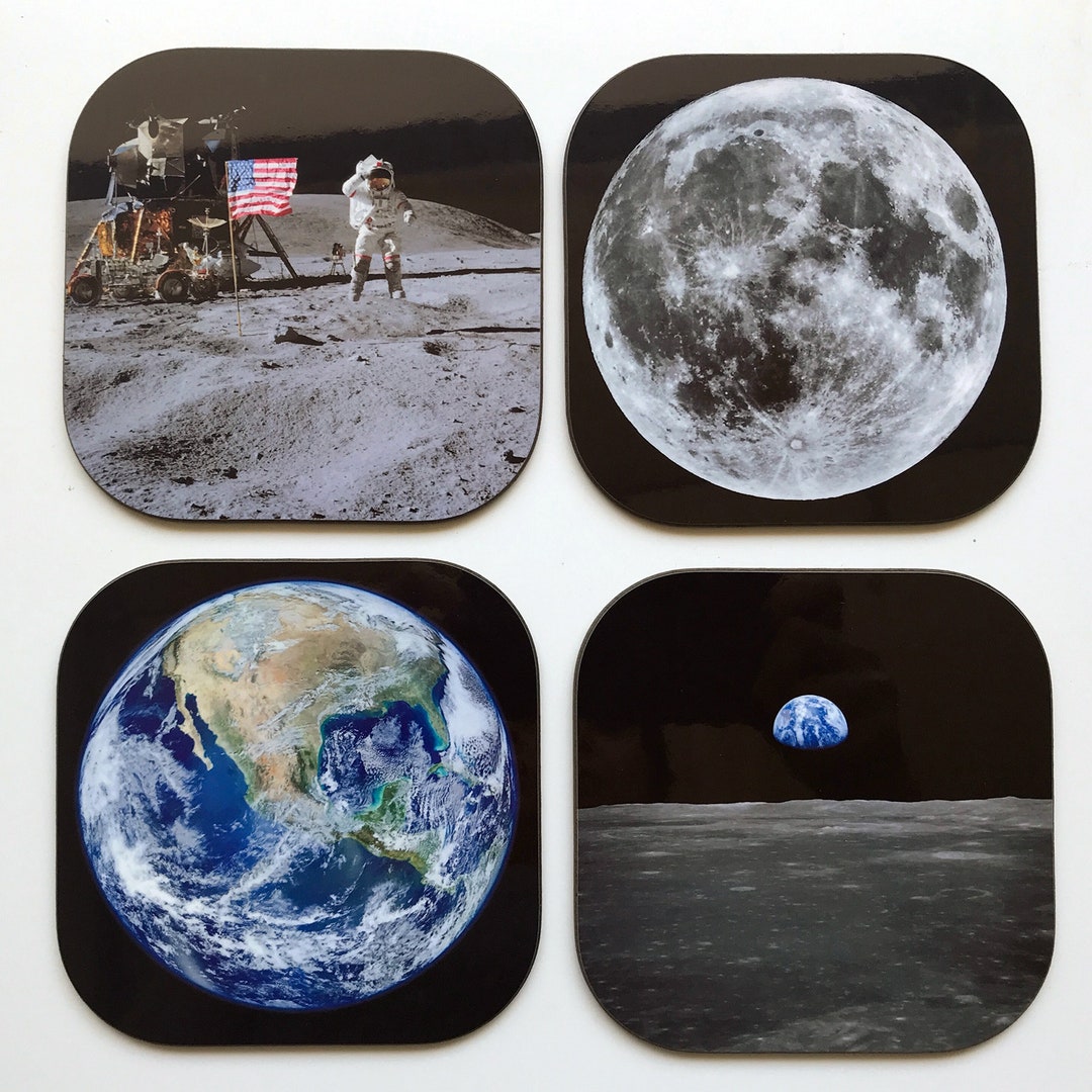 Moon Coaster NASA Earth and Moon Coasters - Set of 4 - Photography - Unique Gift ...