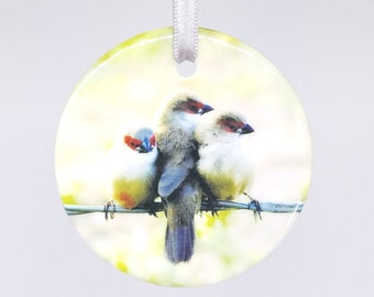 Three Birds - Ceramic Ornament - Photography - Handmade - Unique Gift - Holiday Ornament