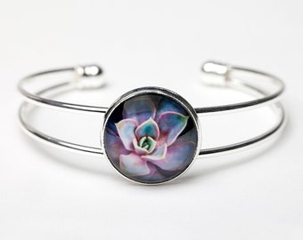 Desert Rose - Bangle Bracelet - Photography - Handmade - Unique Gift - Stackable Cuff -  Wearable Art!