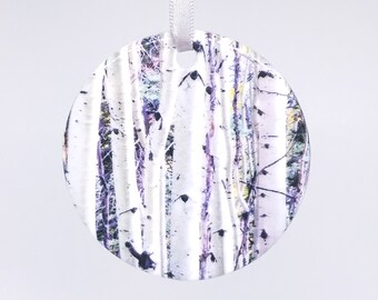 Birch Tree Ceramic Ornament - Handmade Photography Gift - Aspen Trees