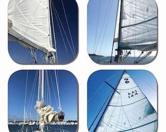 Sails Coasters - Set of 4 - Photography - Unique Gift - Housewarming Gift - Ocean Art