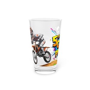 Cool Comic Motocross Pint Glass, Funny Beer Glass, Gifts for Men, Father&#39;s Day Present, Unique Drinking Glass