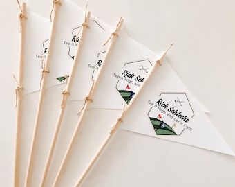 Your own logo Pennant flags, golf holes, travelled places, golf courses, table numbers