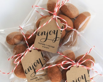 2 DOLLAR SHIPPING- "Enjoy" - custom wedding tags for food favors