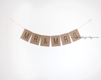 FREE SHIPPING - Modern Simplistic Mr and Mrs photoprop banner